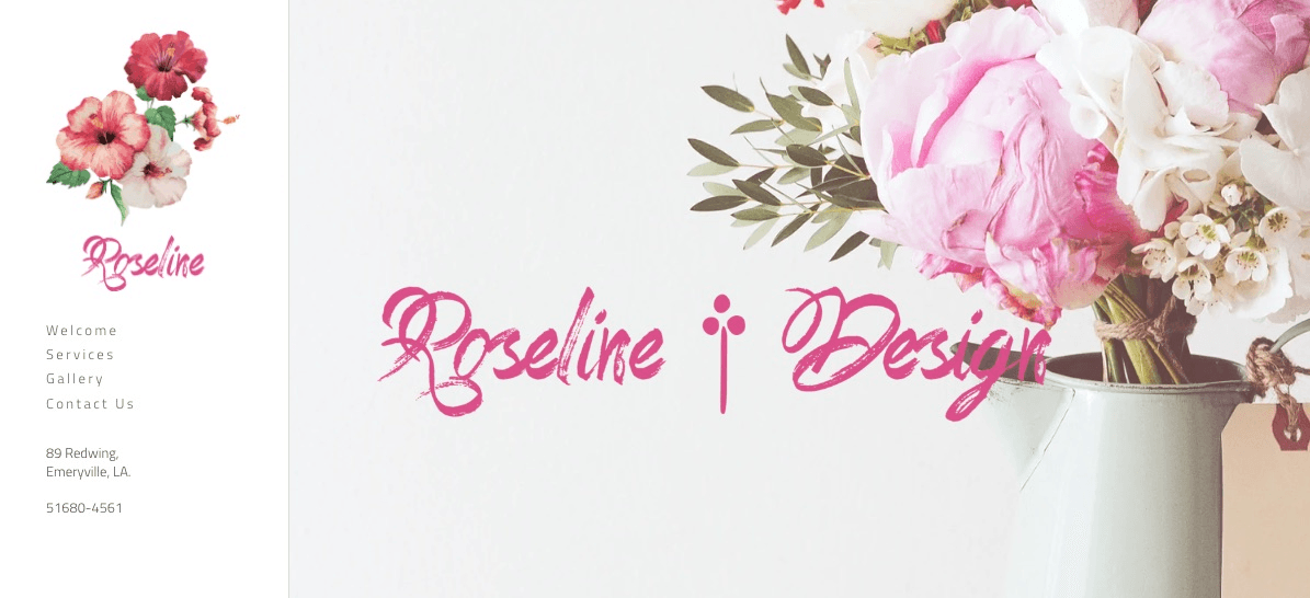 null Roseline Design Template Featuting a Vertical Navigation Menu